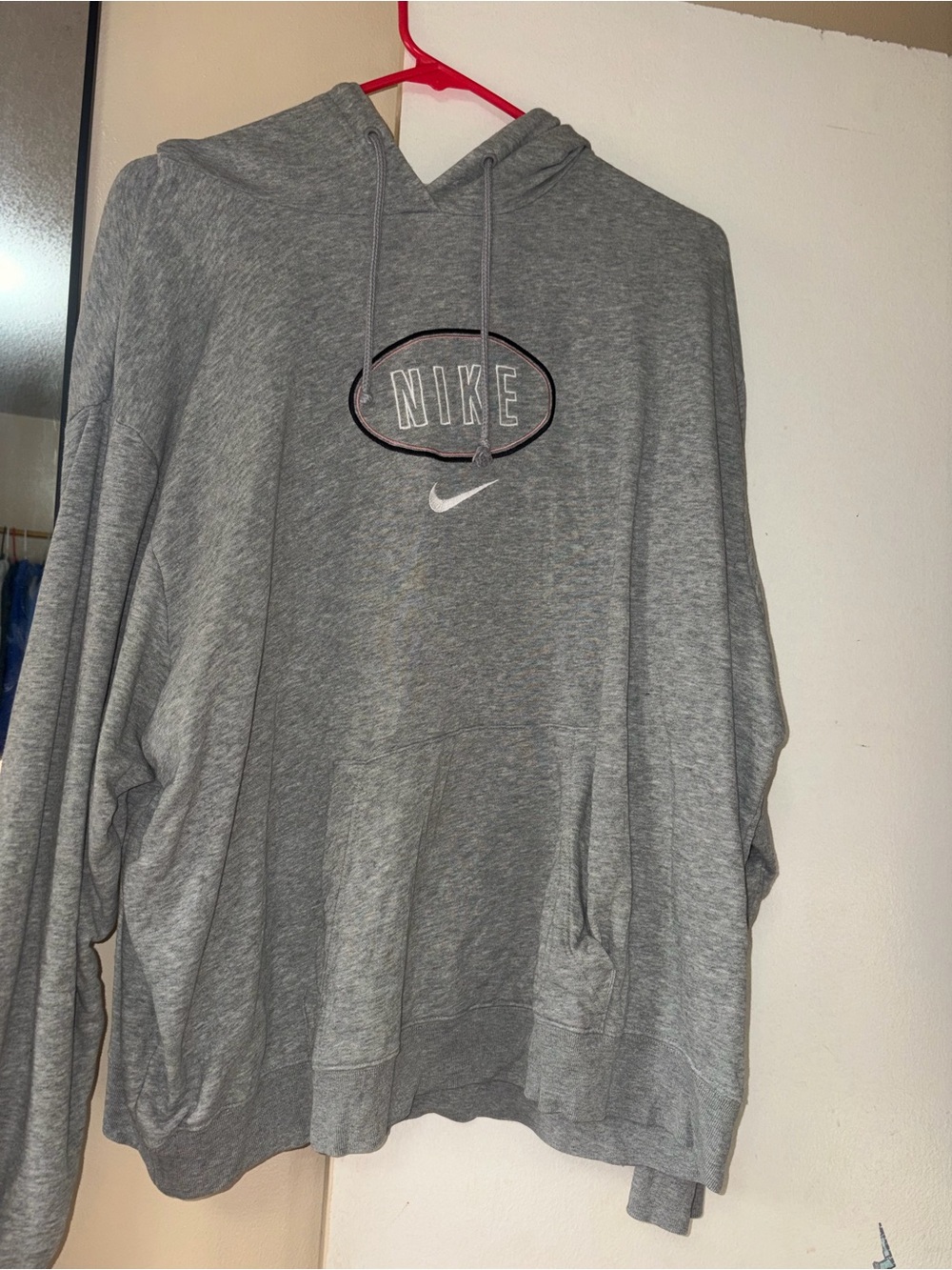 Nike Gray Embroidered Logo Pullover Hoodie